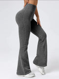 Leggings Flare Canelada de Cintura Alta