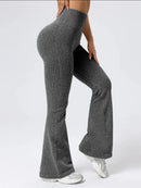 Leggings Flare Canelada de Cintura Alta