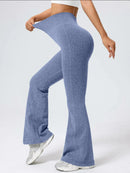 Leggings Flare Canelada de Cintura Alta