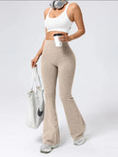 Leggings Flare Canelada de Cintura Alta
