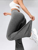 Leggings Flare Canelada de Cintura Alta