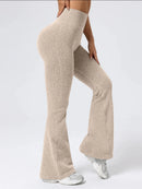Leggings Flare Canelada de Cintura Alta