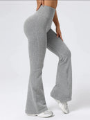 Leggings Flare Canelada de Cintura Alta